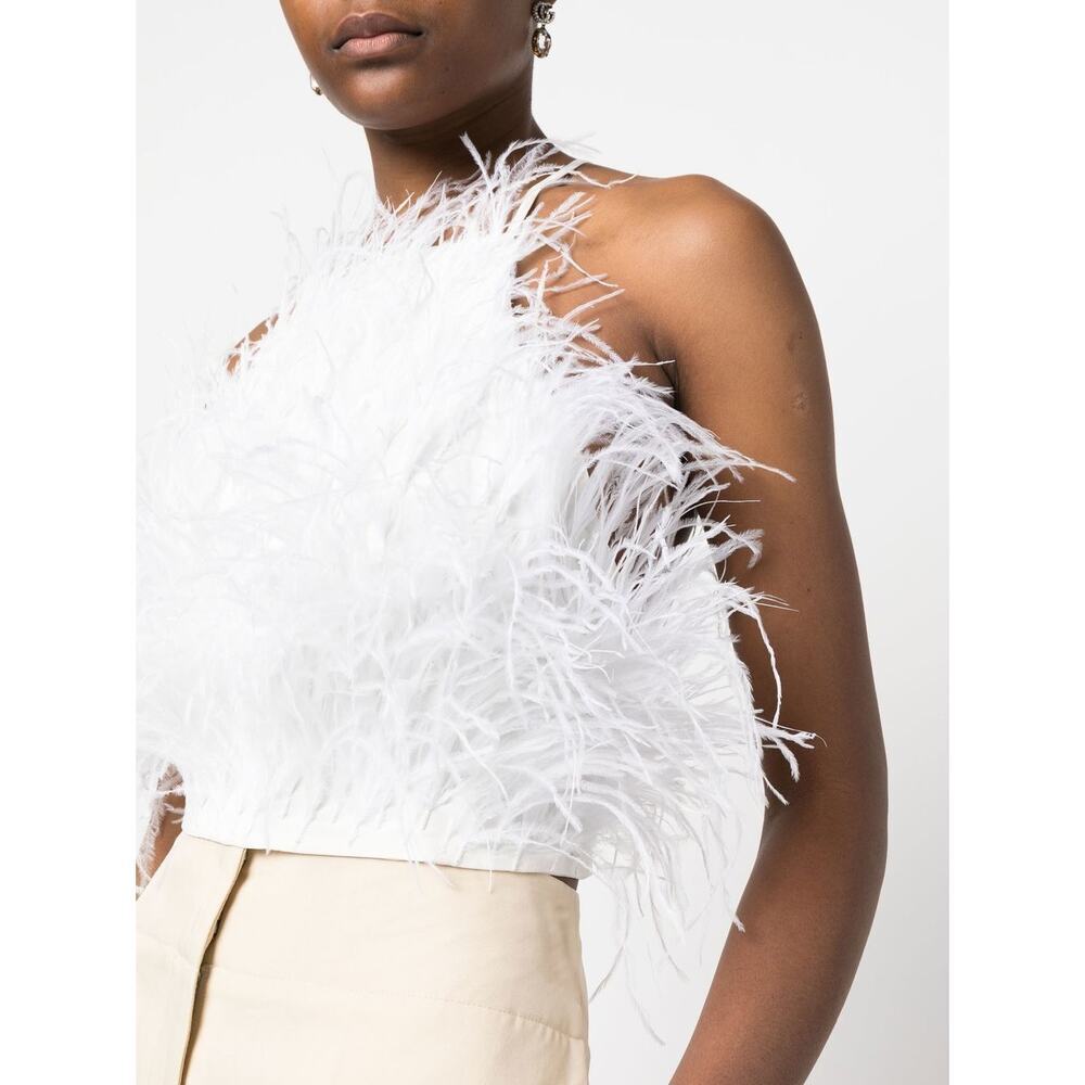 Cult Gaia Joey Reather Crepe-de-Chine Top in Off White Size L NEW - Picture 1 of 11